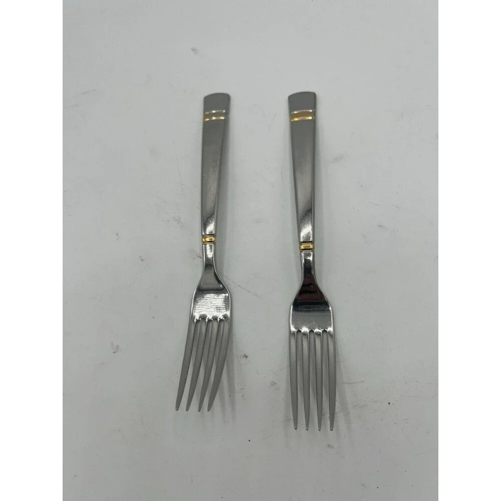 Yamazaki Patrick Chelsea Gold Dinner Forks Set of 2 Stainless Japan 7 3/4”
